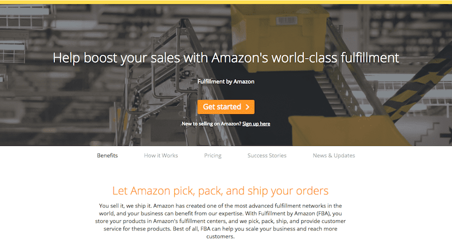 Selling through Fulfillment by Amazon program screenshot