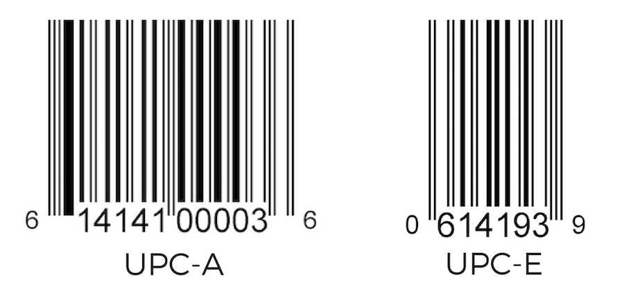 Examples of Amazon UPC barcodes: UPC-A and UPC-E