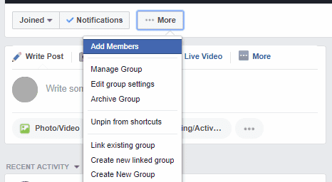 Add Members Option - Facebook Groups
