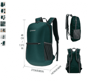 Amazon product listing of a backpack screenshot