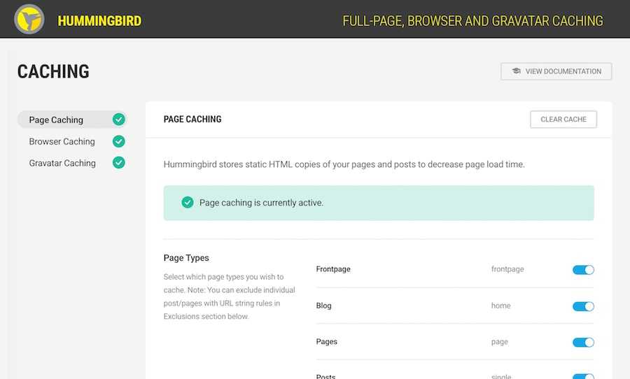 Hummingbird WordPress Plugins for blog Screenshot