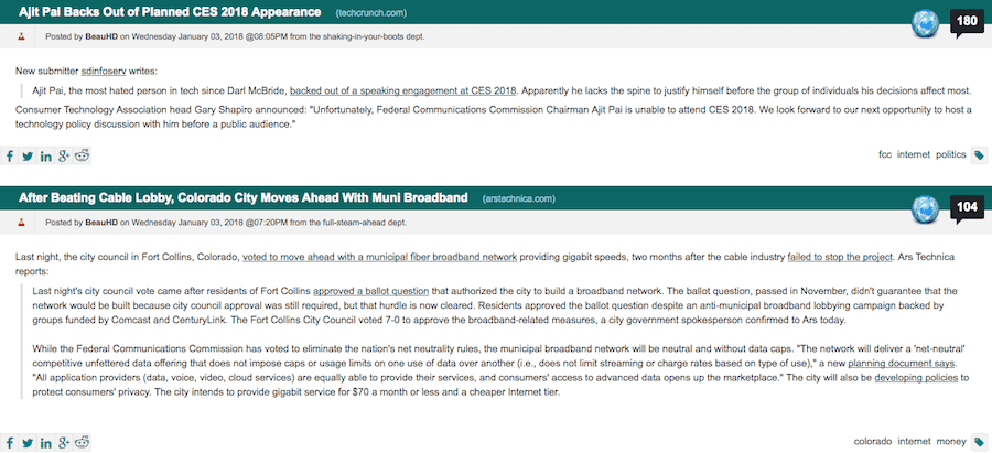 Curated content on Slashdot Newsletter