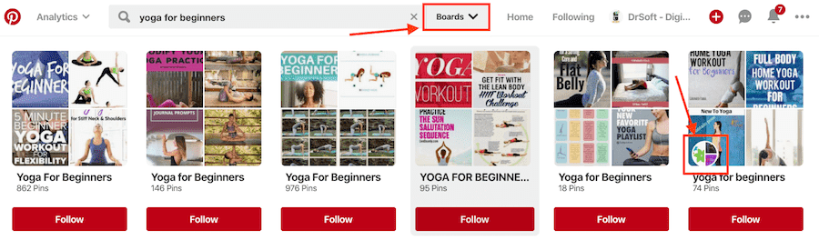 Pinterest Boards screenshot - Find group boards to join so you get more traffic to your blog posts