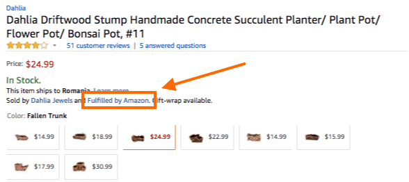 Fulfillment by Amazon tag on product listing screenshot