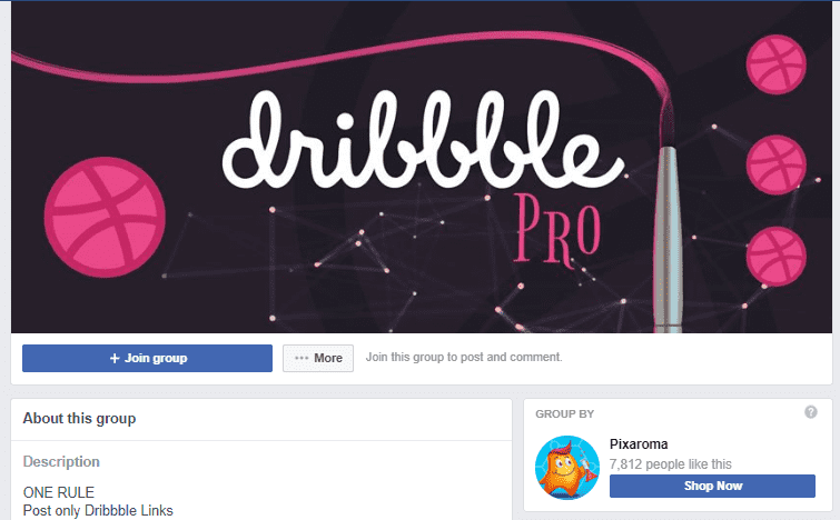 Dribble Pro - Facebook groups for graphic design