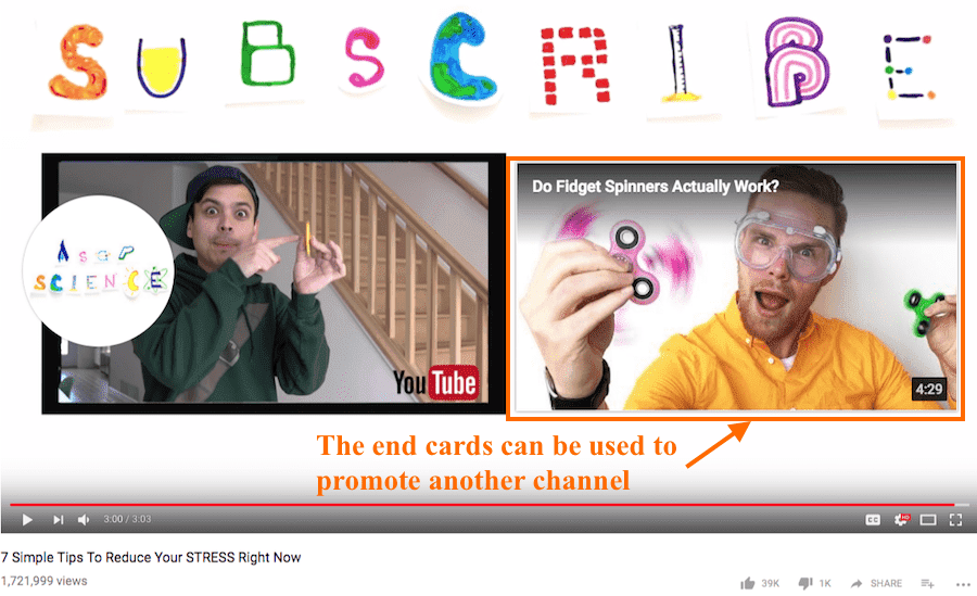 End cards in YouTube video screenshot