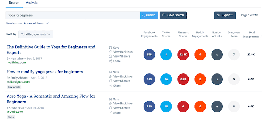 Buzzsumo screenshot - Find what content performs best on social media