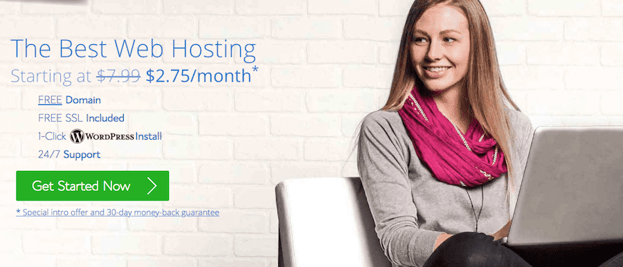 Bluehost best web hosting service for blog - screenshot