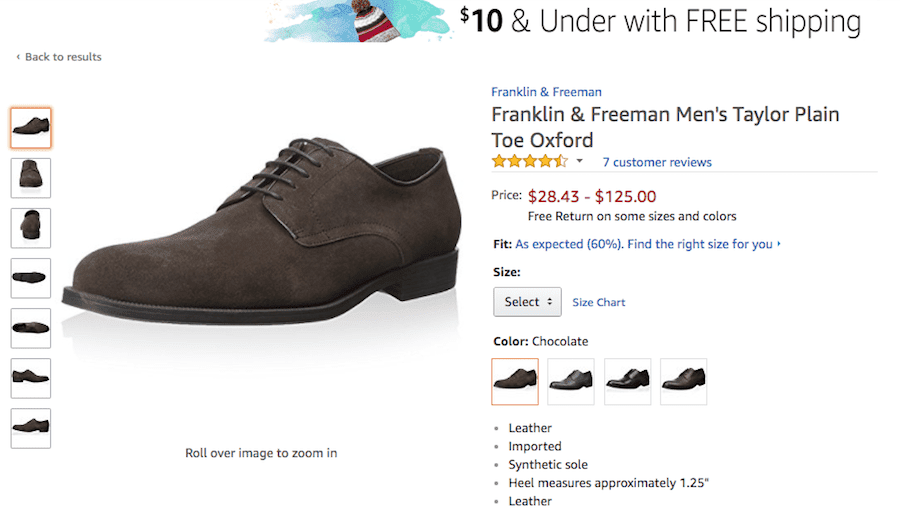 Amazon brand Franklin&Freeman screenshot