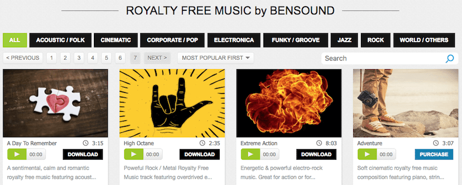Bensound is a great library with royalty free music for videos